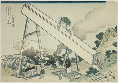 In the Mountains of Totomi (Totomi sanchu), fra serien "Seksogtredive udsigter over Mount Fuji (Fugaku sanjurokkei)" af Katsushika Hokusai