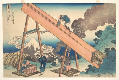 I bjergene i Tōtomi-provinsen (Tōtomi sanchū), fra serien »De 36 udsigter over Fuji-bjerget« (Fugaku sanjūrokkei) af Katsushika Hokusai