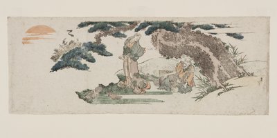 J? og Uba, det ældgamle par af Takasago (farvet træbloktryk) af Katsushika Hokusai