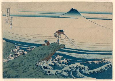 Kajikazawa Kazu system P Lovinse (gammel sake Kajikazawa) Fra serie s, Mr. Tyrty x udsigt over Mt. blåregn af Katsushika Hokusai