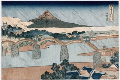 Kintai Bridge, Suo Province", fra serien "Wonderous Views of Famous Bridges in all the Provinces" af Katsushika Hokusai