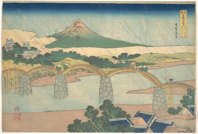 Kintai-broen i Suō-provinsen (Suō no kuni Kintaibashi), fra serien »Bemærkelsesværdige udsigter over broer i forskellige provinser« (Shokoku meikyō kiran) af Katsushika Hokusai