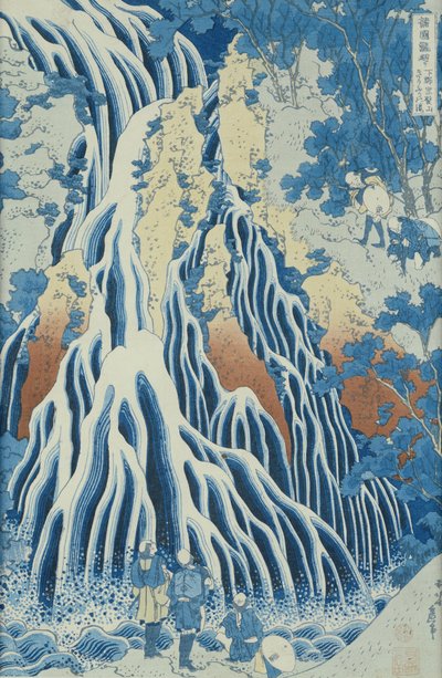 Kirifuri-faldet på Kurokami-bjerget, fra serien "Shokoku Taki Meguri" (En rejse til vandfaldene i alle provinserne), ca. 1832 (farve-træsnit) af Katsushika Hokusai