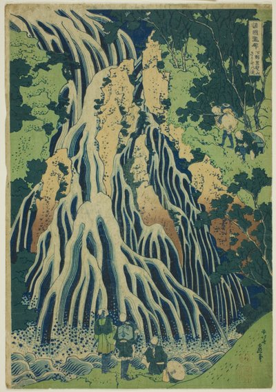 Kirifuri Falls ved Mount Kurokami i Shimotsuke-provinsen (Shimotsuke Kurokamiyama Kirifuri no taki), fra serien "A Tour of Waterfalls in Various Provinces (Shokoku taki meguri)" af Katsushika Hokusai