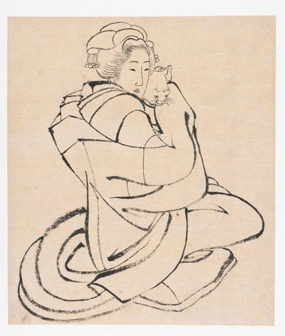 Lady Holding a Cat, Edo-periode, ca. 1810