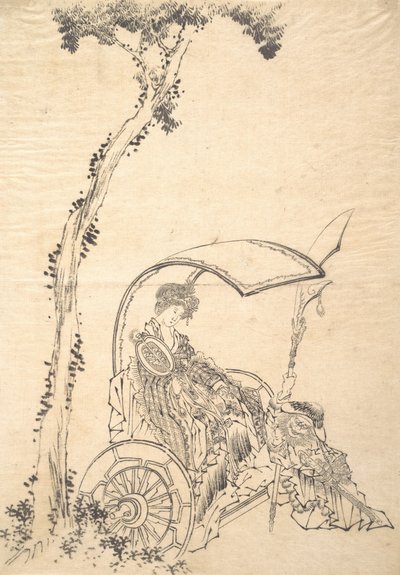 Dame i en vogn. af Katsushika Hokusai