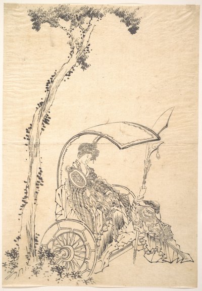 Dame i en stridsvogn af Katsushika Hokusai