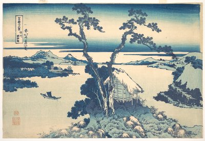Suwa-søen i Shinano-provinsen (Shinshū Suwako), fra serien »De 36 udsigter over Fuji-bjerget« (Fugaku sanjūrokkei) af Katsushika Hokusai