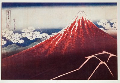 Lyn på Fujiyama-bjerget ... (farvetræsnit) af Katsushika Hokusai