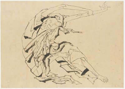 Langarmet mand, der strækker sig, Edo-periode, 1800-tallet. af Katsushika Hokusai