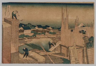 Tømmerværft, 1760-1849. af Katsushika Hokusai