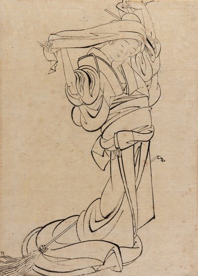 Jomfru, der spiller en samisen, slutningen af det 18.-begyndelsen af det 19. århundrede. af Katsushika Hokusai