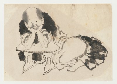 Mand siddende med armlæn, Edo-periode, 1800-tallet. af Katsushika Hokusai