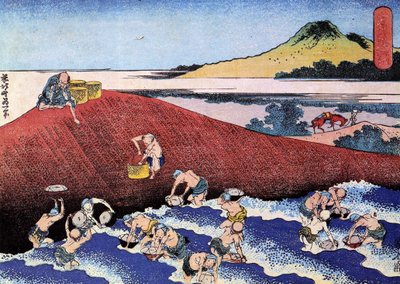 Tusind udsigter over havet, Japan: fiskere på kysten. (Print af Katsushika Hokusai