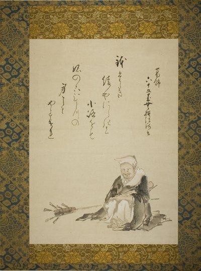 Munk sælger ceremonielle tepiskere af Katsushika Hokusai