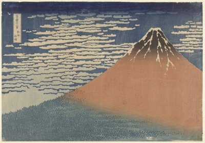 Fuji-bjerget i klart vejr (også kendt som Red Fuji), ca. 1830 (træsnit) af Katsushika Hokusai