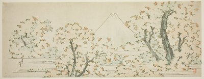 Mount Fuji med kirsebærtræer i blomst af Katsushika Hokusai