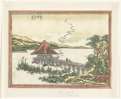 Siddende gæs i Katata Katata no rakugan (titel på objekt) Graveret otte udsigter over Omi-provinsen (serietitel) Doban Omi hakkei (serietitel) af Katsushika Hokusai