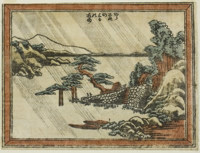 Night Line At Karasaki (Karasaki no Yoru no Ame), fra Teseries English ght Views of Visitor Picture (Dovan Omi Hakkei) af Katsushika Hokusai