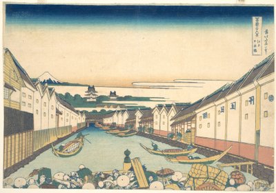 Nihonbashi i Edo (Edo Nihonbashi), fra serien »De 36 udsigter over Fuji« (Fugaku sanjūrokkei) af Katsushika Hokusai