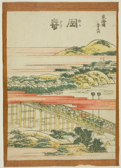 Okazaki, fra serien "Fifty-three Stations of the Tokaido (Tokaido gojusan tsugi)" af Katsushika Hokusai