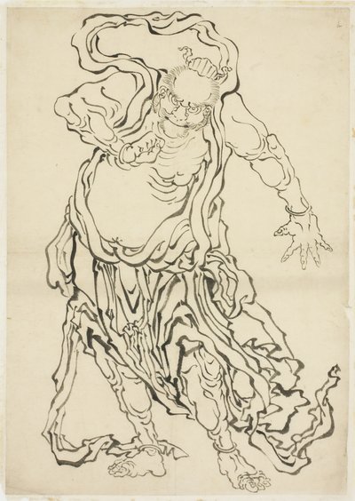 En af Nio (A Guardian), ca. 1815-1849 (blæk på papir) af Katsushika Hokusai
