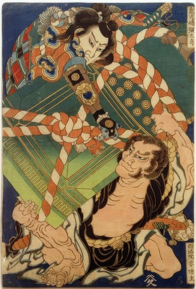 Onikojima yatarô og Seihôin akabôzu af Katsushika Hokusai