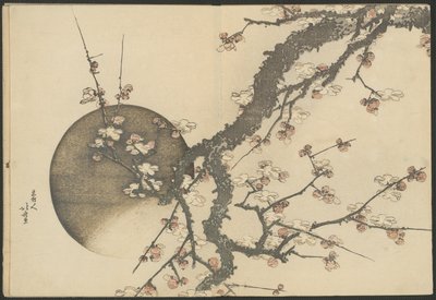 Plum Blossom and the Moon fra bogen Mount Fuji in Spring (Haru no Fuji) af Katsushika Hokusai