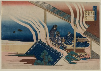 Digt af Fujiwara no Yoshitaka, fra serien One Hundred Poems by One Hundred..., 1835-36. af Katsushika Hokusai