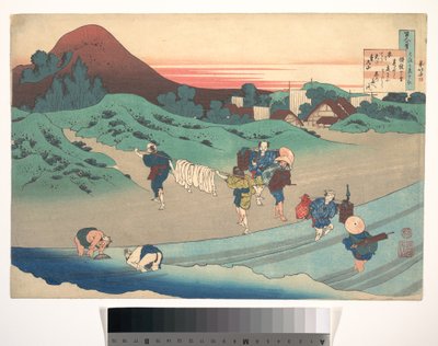 Digt af Jitō Tenno (kejserinde Jitō) fra samlingen »Hundrede digte forklaret af ammen« (Hyakunin isshu uba ga etoki) af Katsushika Hokusai