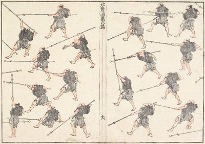 Træning med langskaftet sværd af Katsushika Hokusai