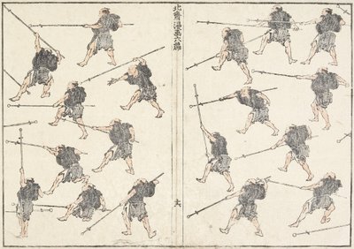 Udøvelse af langskaftet sværd, 1817 af Katsushika Hokusai