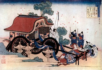 Trækker en trehjulet vogn, japansk træsnit, c1780-1849. af Katsushika Hokusai