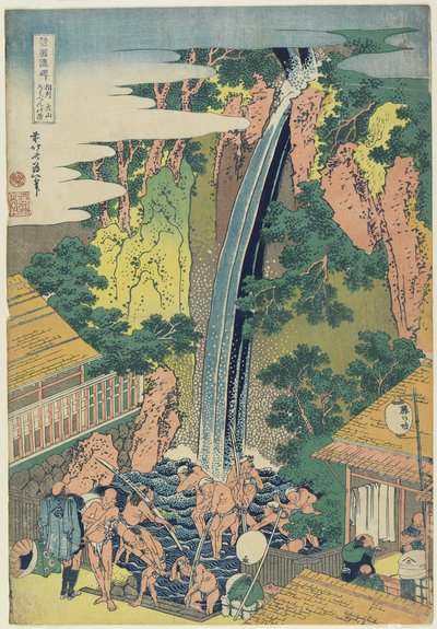 Roben Falls ved Oyama i Sagami-provinsen, ca. 1833 (træblok i farver) af Katsushika Hokusai