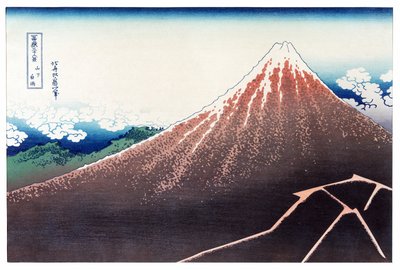 Sanka Haku fra 36 udsigter over Mount Fuji, pub. ca. 1890 (farvet træbloktryk) af Katsushika Hokusai
