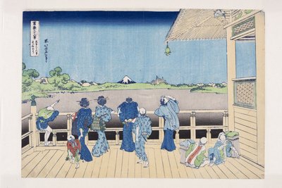 Sazai Hall i Temple of the Five Hundred Arhats (Gohyaku Rakan-ji Sazaid?) (træbloktryk i farver) af Katsushika Hokusai