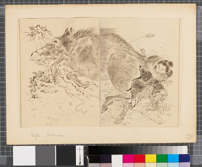 Scener fra krigen mellem Japan og Korea, slutningen af det 18. og første halvdel af det 19. århundrede (blæk og lavering på papir) af Katsushika Hokusai