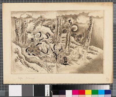 Scener fra krigen mellem Japan og Korea, slutningen af det 18. og første halvdel af det 19. århundrede (blæk og lavering på papir) af Katsushika Hokusai