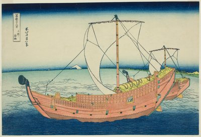 Sea Lane Off Kazusa Province (Kazusa no kairo), fra serien "Thirty-six Views of Mount Fuji (Fugaku sanjurokkei)" af Katsushika Hokusai