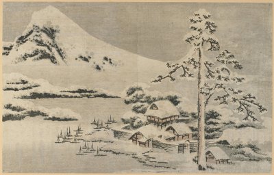 Seaside Village i sneen af Katsushika Hokusai