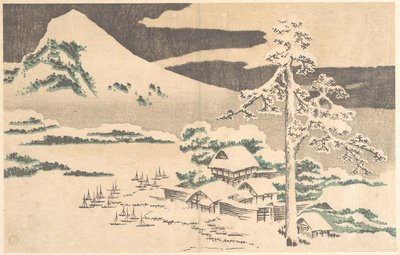En kystby om vinteren, fra Hokusais »Album med realistiske billeder« (Hokusai shashin gafu) af Katsushika Hokusai