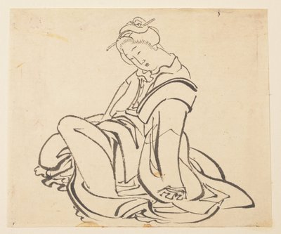 Siddende kvinde af Katsushika Hokusai
