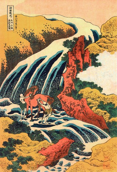 Series des cascades: ""Les cascades a Yoshino, province de Yamoto, Japon"" Tryk af Katsushika Hokusai (1760-1849) (skole ukiyo-e) 1830 environ State A Pushkin Museum of Fine Arts, Moskva af Katsushika Hokusai