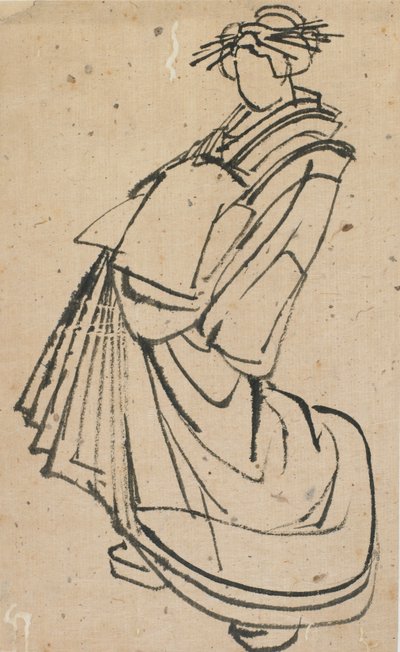 Skitse af en kurtisane, slutningen af det 18.-begyndelsen af det 19. århundrede. af Katsushika Hokusai