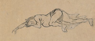 Sovende mand, slutningen af det 18.-begyndelsen af det 19. århundrede. af Katsushika Hokusai