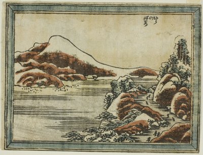 Snow at Dusk at Hira (Hira no bosetsu), fra serien Eight Views of Omi in Etching Style (Doban Omi hakkei) af Katsushika Hokusai