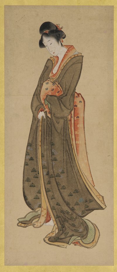 Stående figur af en høj pige, slutningen af det 18.-begyndelsen af det 19. århundrede. af Katsushika Hokusai