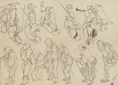 Studier af lamme pilgrimme, Edo-perioden (blæk på papir) af Katsushika Hokusai
