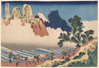 Bagsiden af Fuji-bjerget set fra Minobu-floden (Minobugawa Urafuji), fra serien Thirty-six Views of Mount Fuji (Fugaku sanjūrokkei) af Katsushika Hokusai