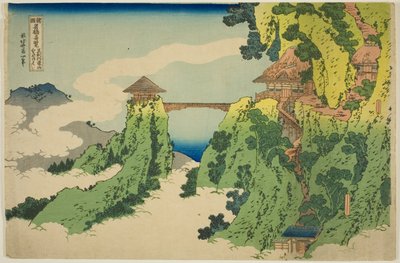 The Hanging-Cloud Bridge ved Mount Gyodo nær Ashikaga (Ashikaga Gyodozan kumo no kakehashi), fra serien "Usædvanlige udsigter over berømte broer i forskellige provinser (Shokoku meikyo kiran)" af Katsushika Hokusai